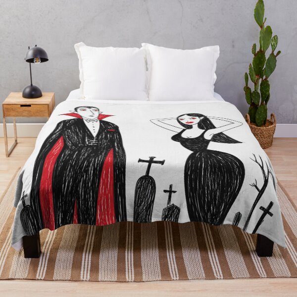 Item preview, Vampire count Dracula and his hypnotic bride  illustration halloween art designed and sold by Vintage Designs +.