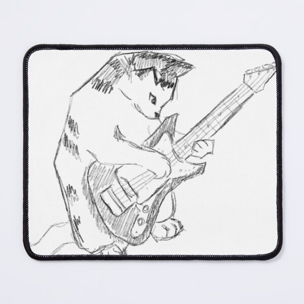 Item preview, Cat playing guitar doodle designed and sold by CreativeBouquet.