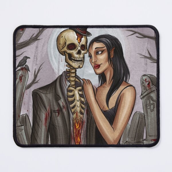 Item preview,   Fancy dapper Skeleton man and Vampire girl cool horror art designed and sold by Vintage Designs +.
