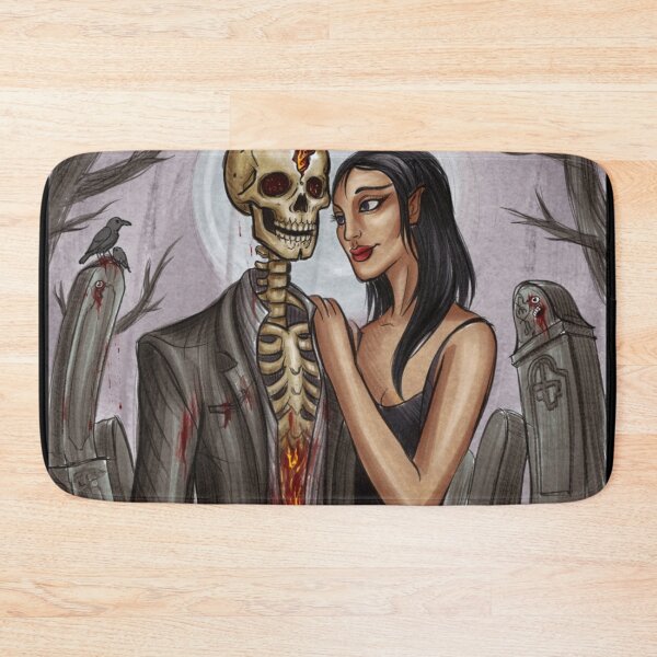 Item preview,   Fancy dapper Skeleton man and Vampire girl cool horror art designed and sold by Vintage Designs +.