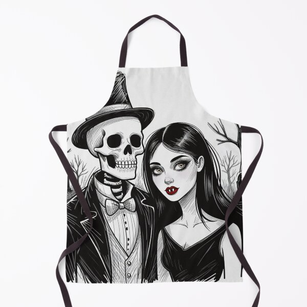 Item preview, Fancy dapper Skeleton man and Vampire girl cool horror art designed and sold by Vintage Designs +.