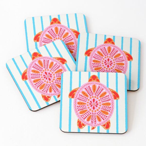 Item preview, Minimalist Turtle Illustration | Flat Sea Animal Art in Pink, Orange & Red, Modern Ocean Wall Art designed and sold by indysign.