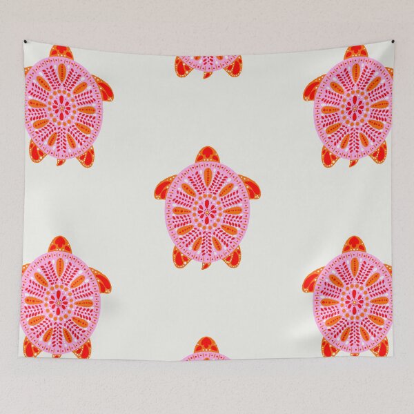 Item preview, Minimalist Turtle Illustration | Flat Sea Animal Art in Pink, Orange & Red, Modern Ocean Wall Art designed and sold by indysign.