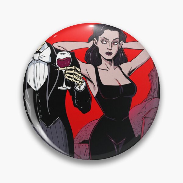 Item preview, Fancy dapper Skeleton man and Vampire girl cool horror art designed and sold by Vintage Designs +.