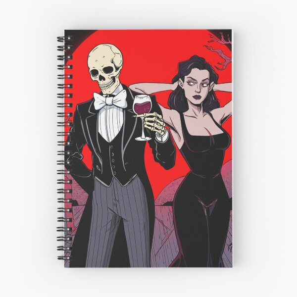 Item preview, Fancy dapper Skeleton man and Vampire girl cool horror art designed and sold by Vintage Designs +.