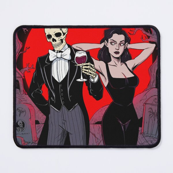 Item preview, Fancy dapper Skeleton man and Vampire girl cool horror art designed and sold by Vintage Designs +.