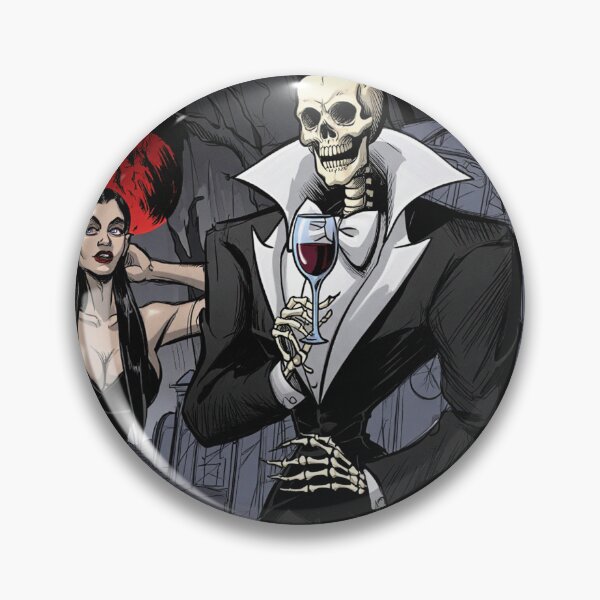 Item preview, Fancy dapper Skeleton man and Vampire girl cool horror art designed and sold by Vintage Designs +.