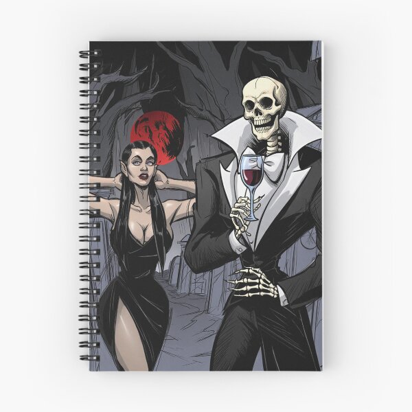 Item preview, Fancy dapper Skeleton man and Vampire girl cool horror art designed and sold by Vintage Designs +.