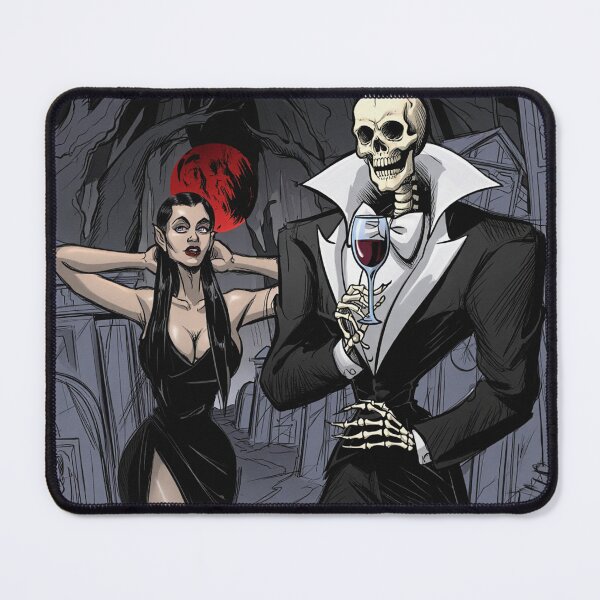 Item preview, Fancy dapper Skeleton man and Vampire girl cool horror art designed and sold by Vintage Designs +.
