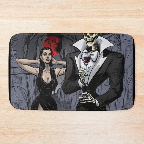Item preview, Fancy dapper Skeleton man and Vampire girl cool horror art designed and sold by Vintage Designs +.