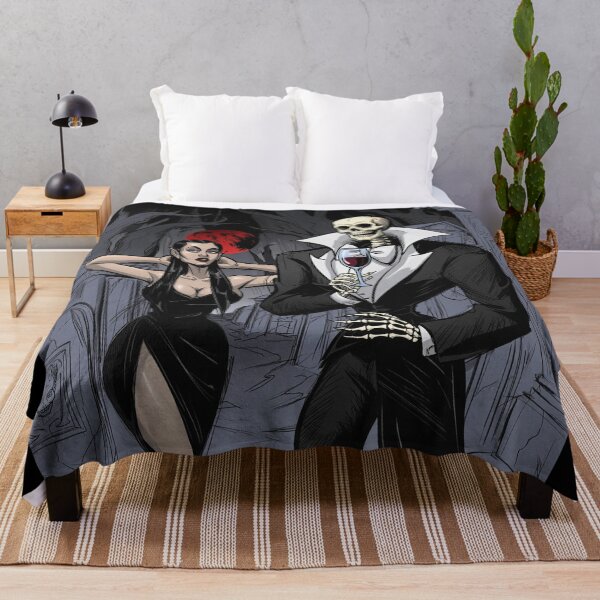 Item preview, Fancy dapper Skeleton man and Vampire girl cool horror art designed and sold by Vintage Designs +.