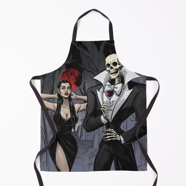 Item preview, Fancy dapper Skeleton man and Vampire girl cool horror art designed and sold by Vintage Designs +.