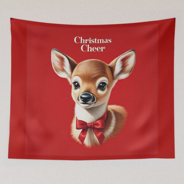 Item preview, Christmas Cheer cute vintage Deer christmas card art designed and sold by Vintage Designs +.
