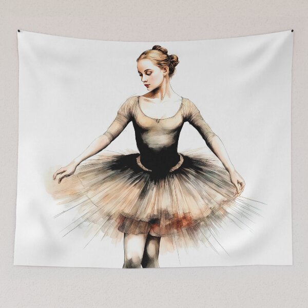 Artikelvorschau, Elegante Ballerina: Aquarellskizze in gedeckten Tönen entworfen und verkauft von LanaGustavsson.