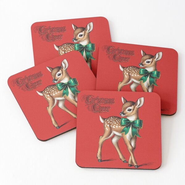 Item preview, Christmas Cheer cute vintage Deer christmas card art designed and sold by Vintage Designs +.