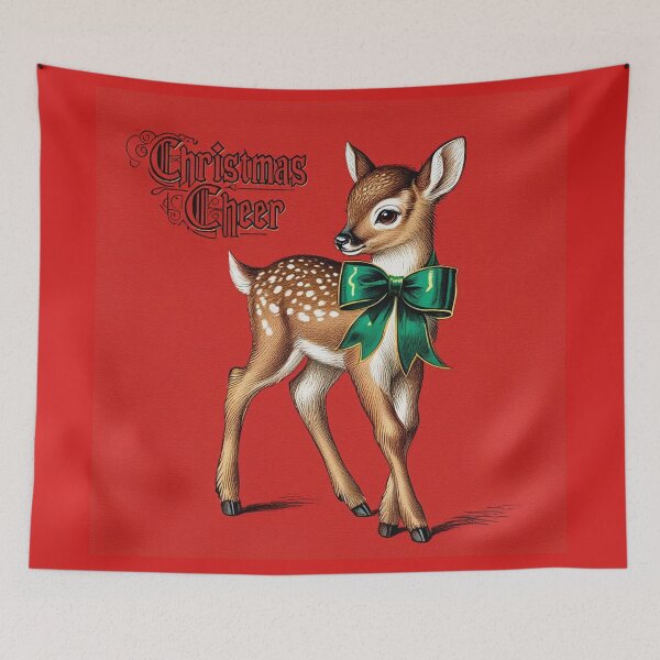 Item preview, Christmas Cheer cute vintage Deer christmas card art designed and sold by Vintage Designs +.