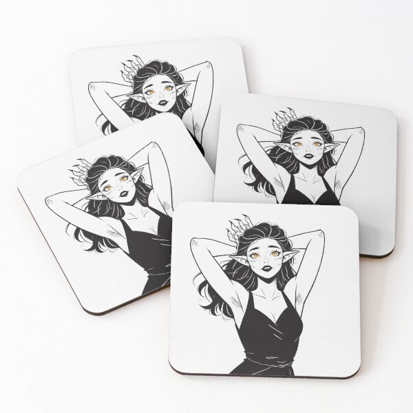 Item preview, Werewolf girl posing hand drawn illustration designed and sold by Vintage Designs +.