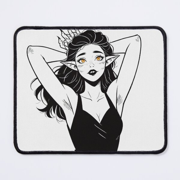 Item preview, Werewolf girl posing hand drawn illustration designed and sold by Vintage Designs +.