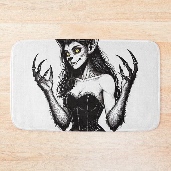 Item preview, Werewolf girl posing hand drawn illustration designed and sold by Vintage Designs +.