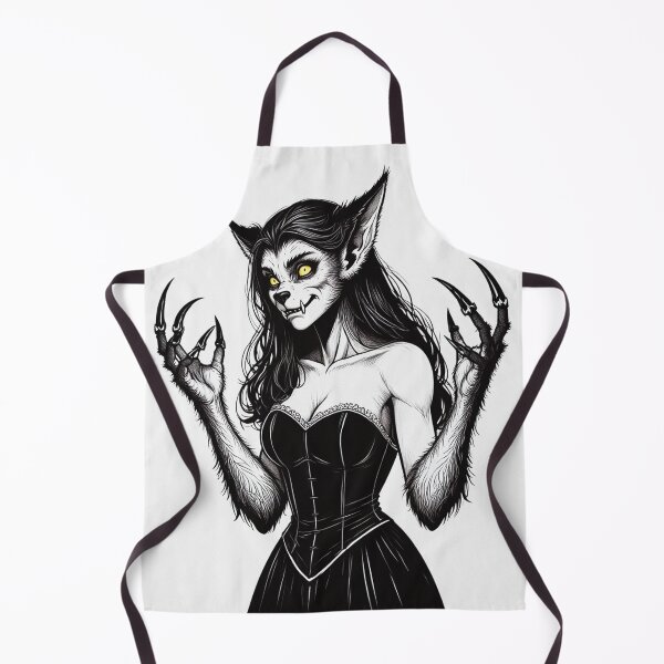Item preview, Werewolf girl posing hand drawn illustration designed and sold by Vintage Designs +.