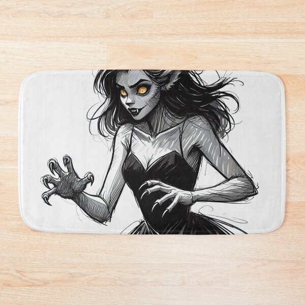 Item preview, Werewolf girl posing hand drawn illustration designed and sold by Vintage Designs +.