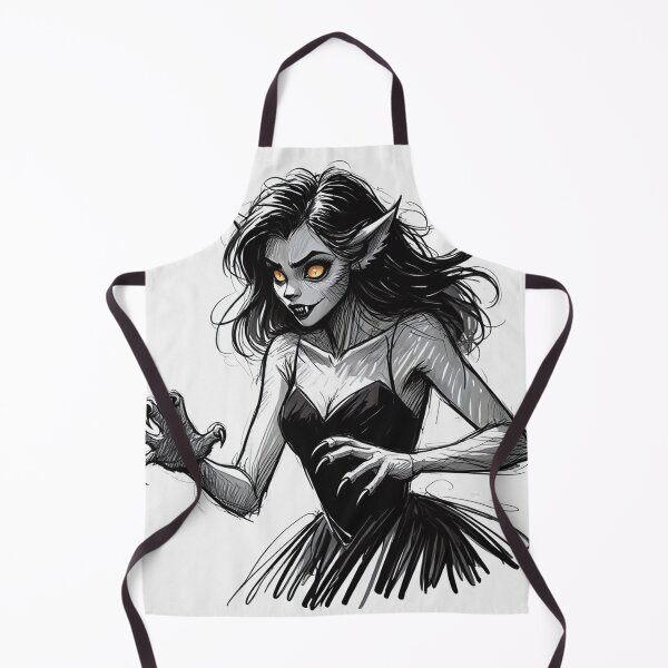 Item preview, Werewolf girl posing hand drawn illustration designed and sold by Vintage Designs +.