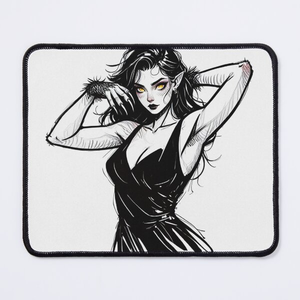 Item preview, Werewolf girl posing hand drawn illustration designed and sold by Vintage Designs +.