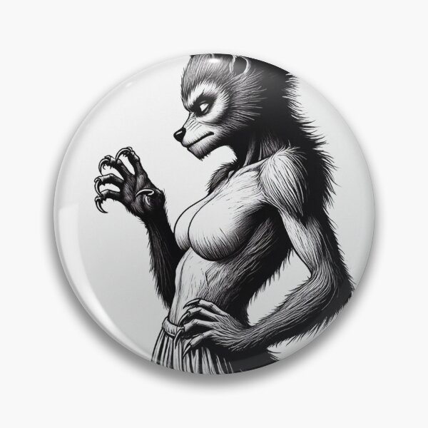 Item preview, Werewolf girl posing hand drawn illustration designed and sold by Vintage Designs +.