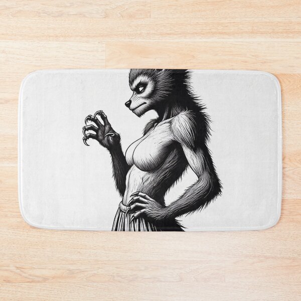Item preview, Werewolf girl posing hand drawn illustration designed and sold by Vintage Designs +.
