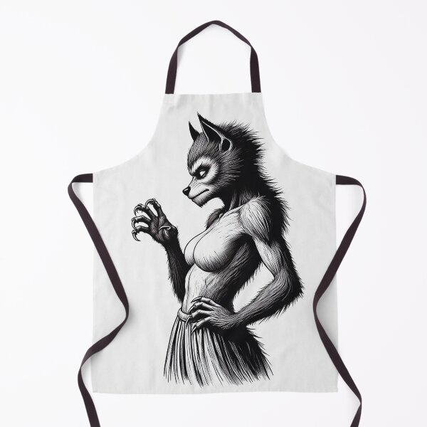 Item preview, Werewolf girl posing hand drawn illustration designed and sold by Vintage Designs +.