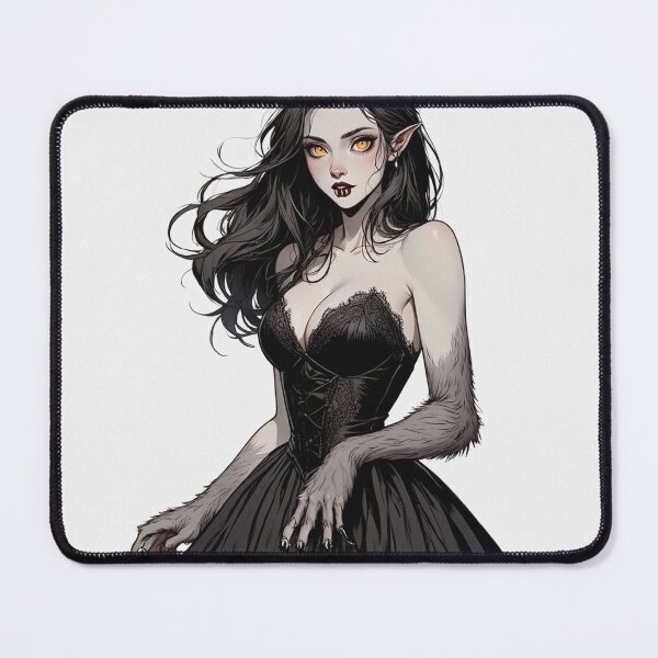 Item preview, Werewolf girl posing hand drawn illustration designed and sold by Vintage Designs +.