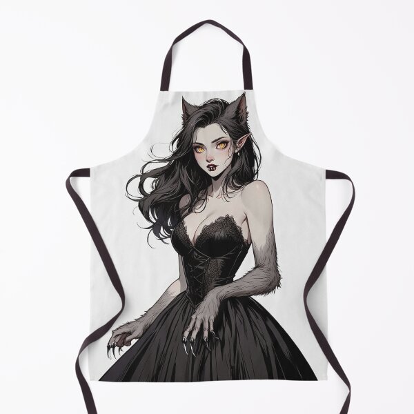 Item preview, Werewolf girl posing hand drawn illustration designed and sold by Vintage Designs +.