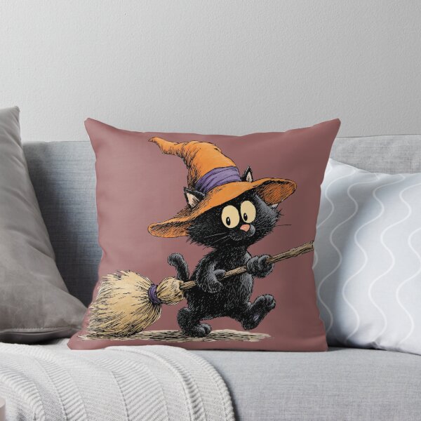 Item preview, Black Witch Cat – Vintage Halloween Cartoon designed and sold by Meiersbeste.
