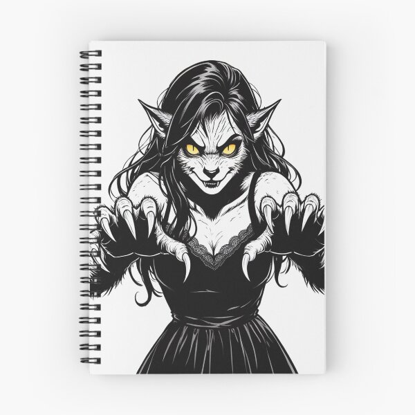 Item preview, Werewolf girl posing hand drawn illustration designed and sold by Vintage Designs +.
