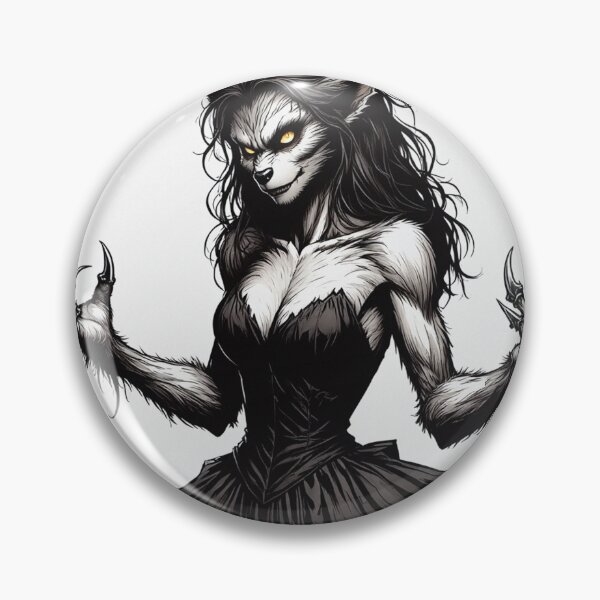 Item preview,  Werewolf girl posing hand drawn illustration designed and sold by Vintage Designs +.