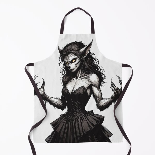Item preview,  Werewolf girl posing hand drawn illustration designed and sold by Vintage Designs +.