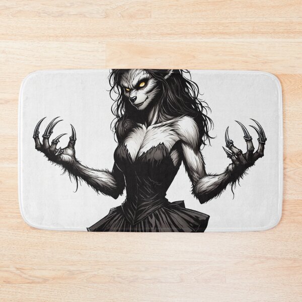 Item preview,  Werewolf girl posing hand drawn illustration designed and sold by Vintage Designs +.