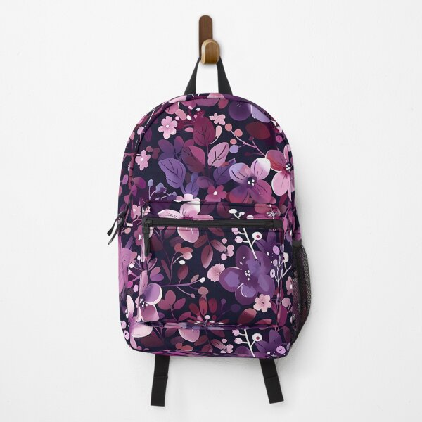 Item preview, Black purple floral pattern - whimsigoth cottagecore aesthetic designed and sold by cocomelon168.