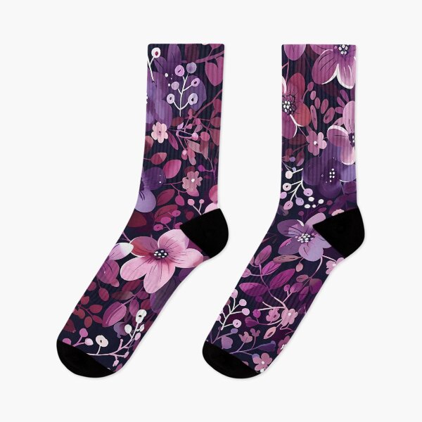 Item preview, Black purple floral pattern - whimsigoth cottagecore aesthetic  designed and sold by cocomelon168.