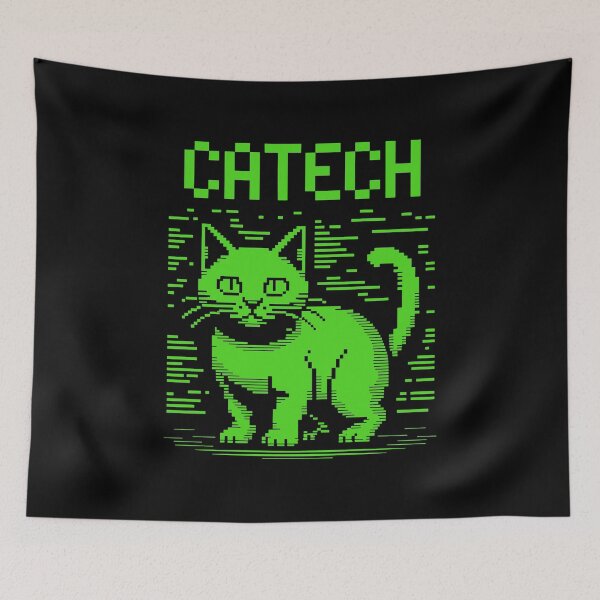 Item preview, Catech Pixel Cat. Funny Tech Geek Retro Terminal Design for Cat Lovers and Gamers designed and sold by paulo silveira.