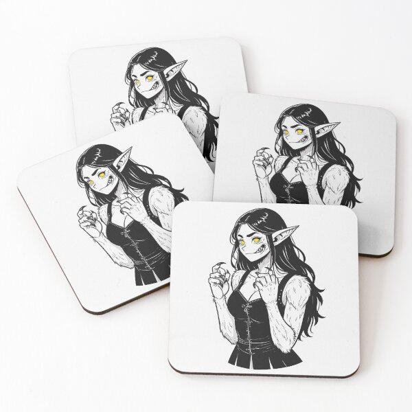 Item preview,  Werewolf girl posing hand drawn illustration designed and sold by Vintage Designs +.