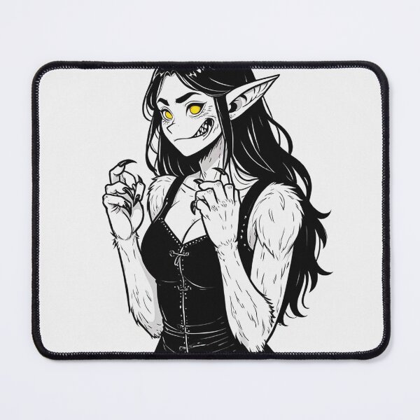 Item preview,  Werewolf girl posing hand drawn illustration designed and sold by Vintage Designs +.