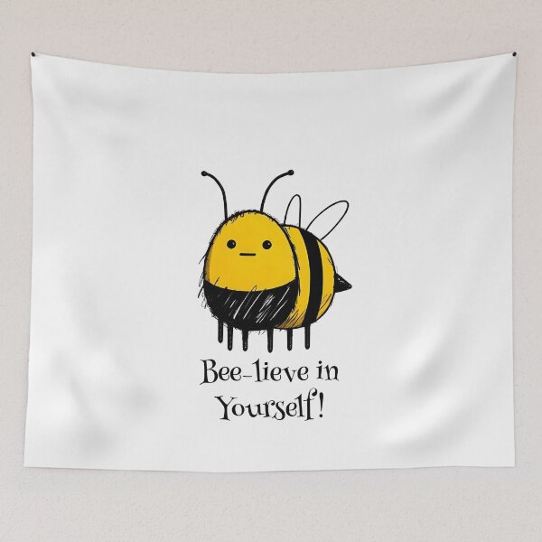 Item preview, Bee-lieve in Yourself – Cute Doodle Bumblebee Illustration designed and sold by Sandy's Cheeky Studio.