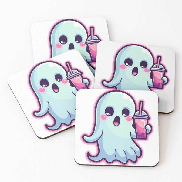 Item preview, Cute Kawaii Ghost with Bubble Tea designed and sold by driftwellstudio.