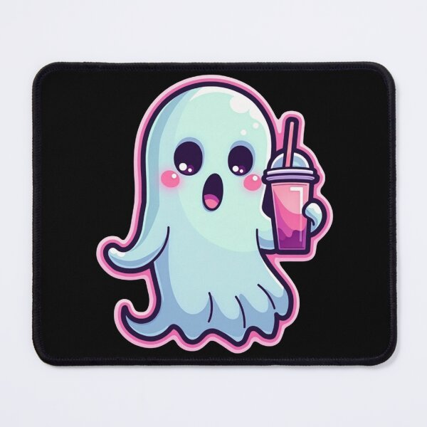Item preview, Cute Kawaii Ghost with Bubble Tea designed and sold by driftwellstudio.