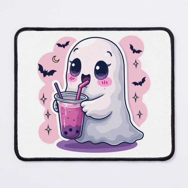Item preview, Ghost with Boba and Bats (Pink Night Edition) designed and sold by driftwellstudio.