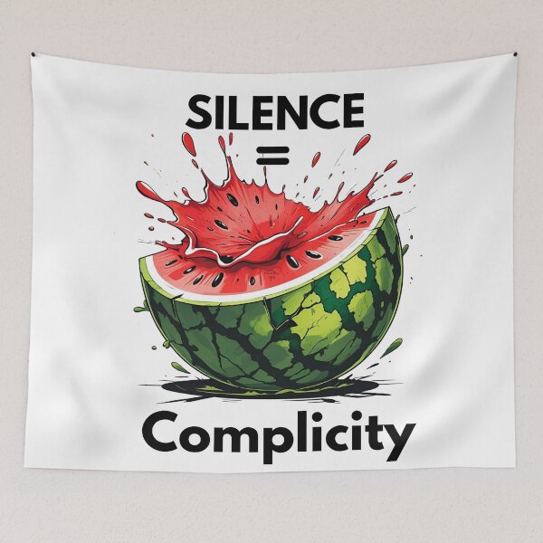 Item preview, Silence = Complicity – Palestine Action Protest Quote Design.(FREE PALESTINE).  designed and sold by May's .