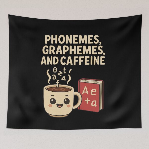 Item preview, Phonemes, Graphemes, and Caffeine – Linguistics Coffee Lover Design designed and sold by SlomianyPisarz.