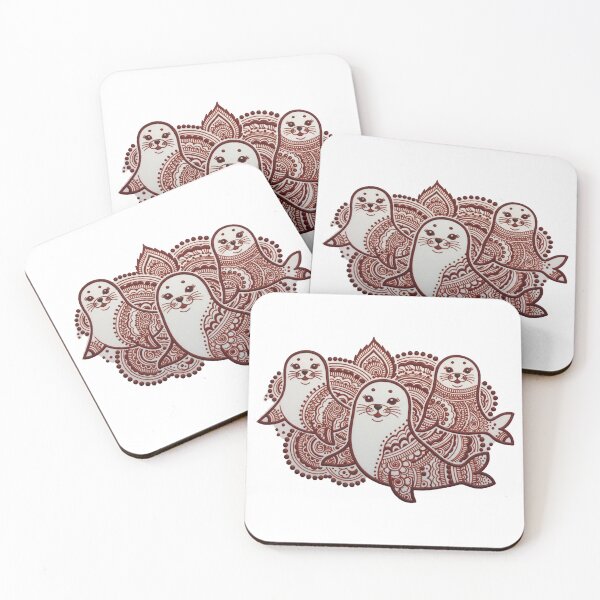 Item preview, Graphic Art of 3 Cute Seals on Mehndi or Henna designed and sold by CuteKoala75.