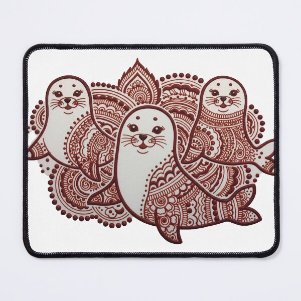 Item preview, Graphic Art of 3 Cute Seals on Mehndi or Henna designed and sold by CuteKoala75.